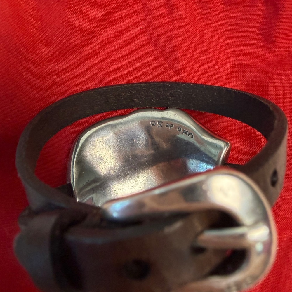 NEW UNO de 50 Silver Leaf Leather Double Wrap Bracelet - Picture 7 of 8